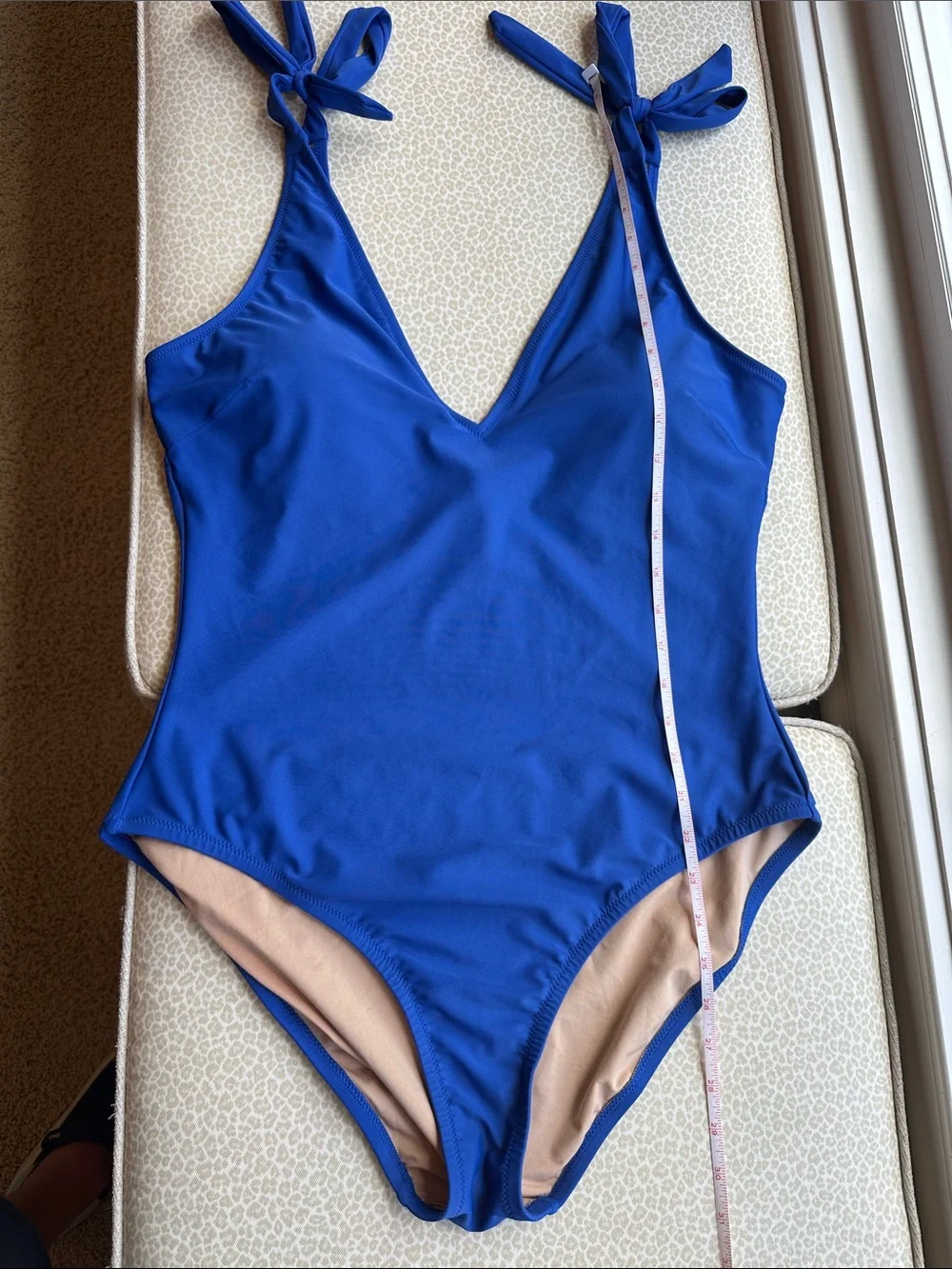J. Crew Royal Blue Tie-Shoulder One-Piece Lined Swimsuit size XL